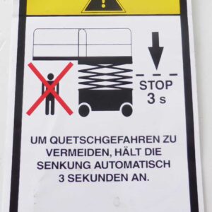Aufkleber Haulotte Quetschgefahr 3 Sek. B= 95 H=135 mm